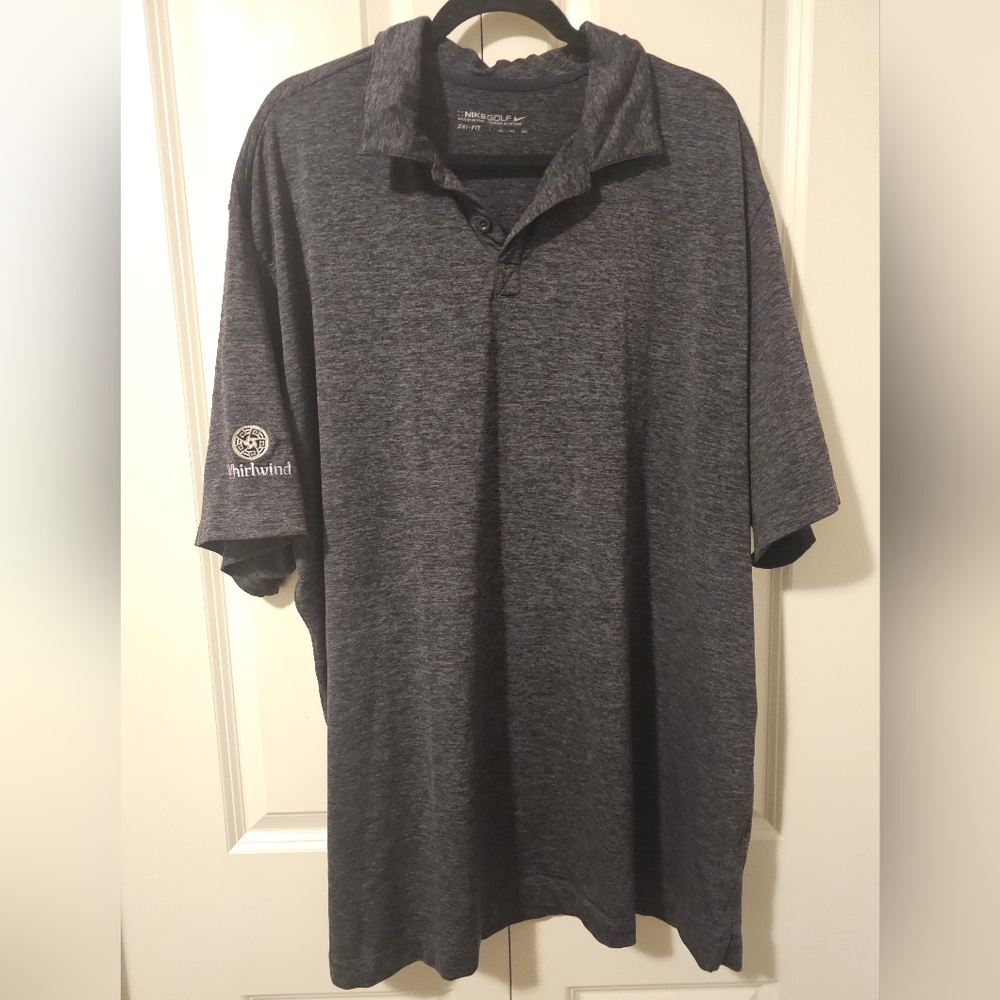 NIKE GOLF DRI-FIT Whirlwind Golf Club  Polo Shirt Grey Sz XXL